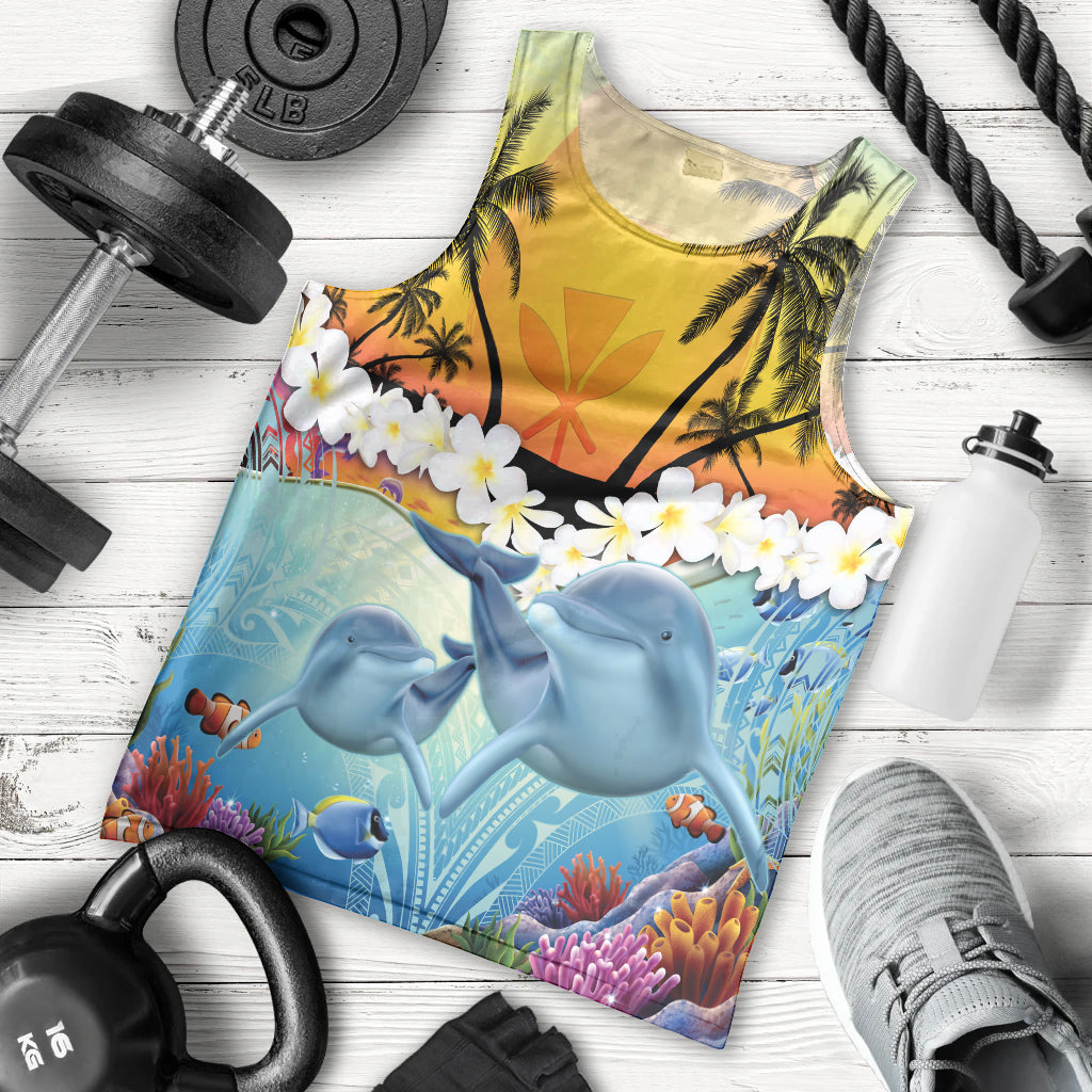 Aloha Hawaii Dolphins Men Tank Top Heart Of The Ocean Tropical Summer Vibes LT14 - Polynesian Pride