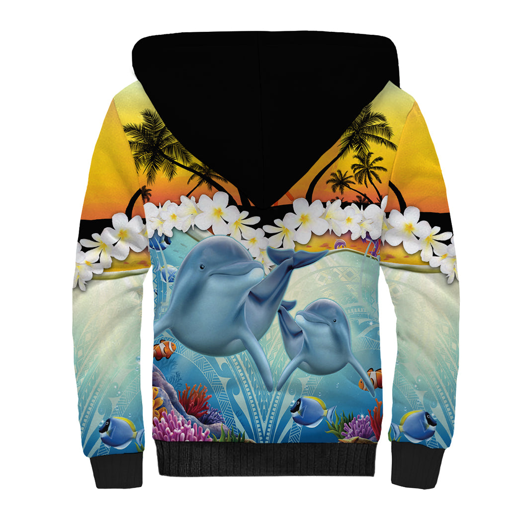Aloha Hawaii Dolphins Sherpa Hoodie Heart Of The Ocean Tropical Summer Vibes LT14 - Polynesian Pride
