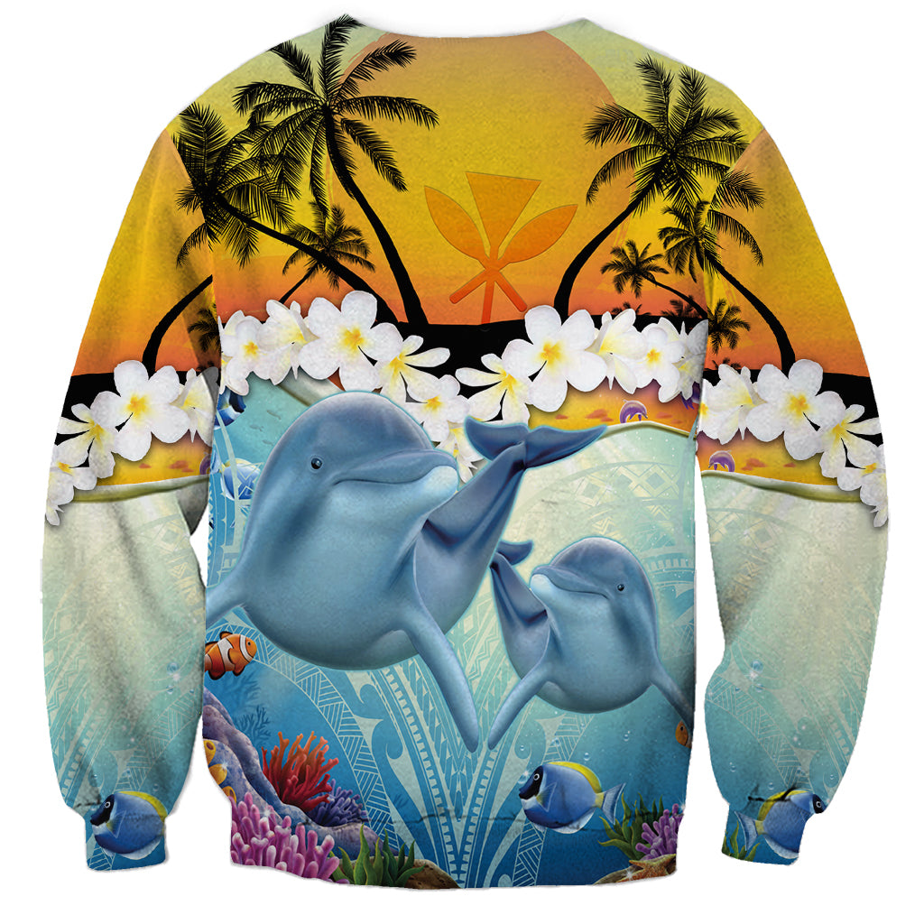 Aloha Hawaii Dolphins Sweatshirt Heart Of The Ocean Tropical Summer Vibes LT14 - Polynesian Pride