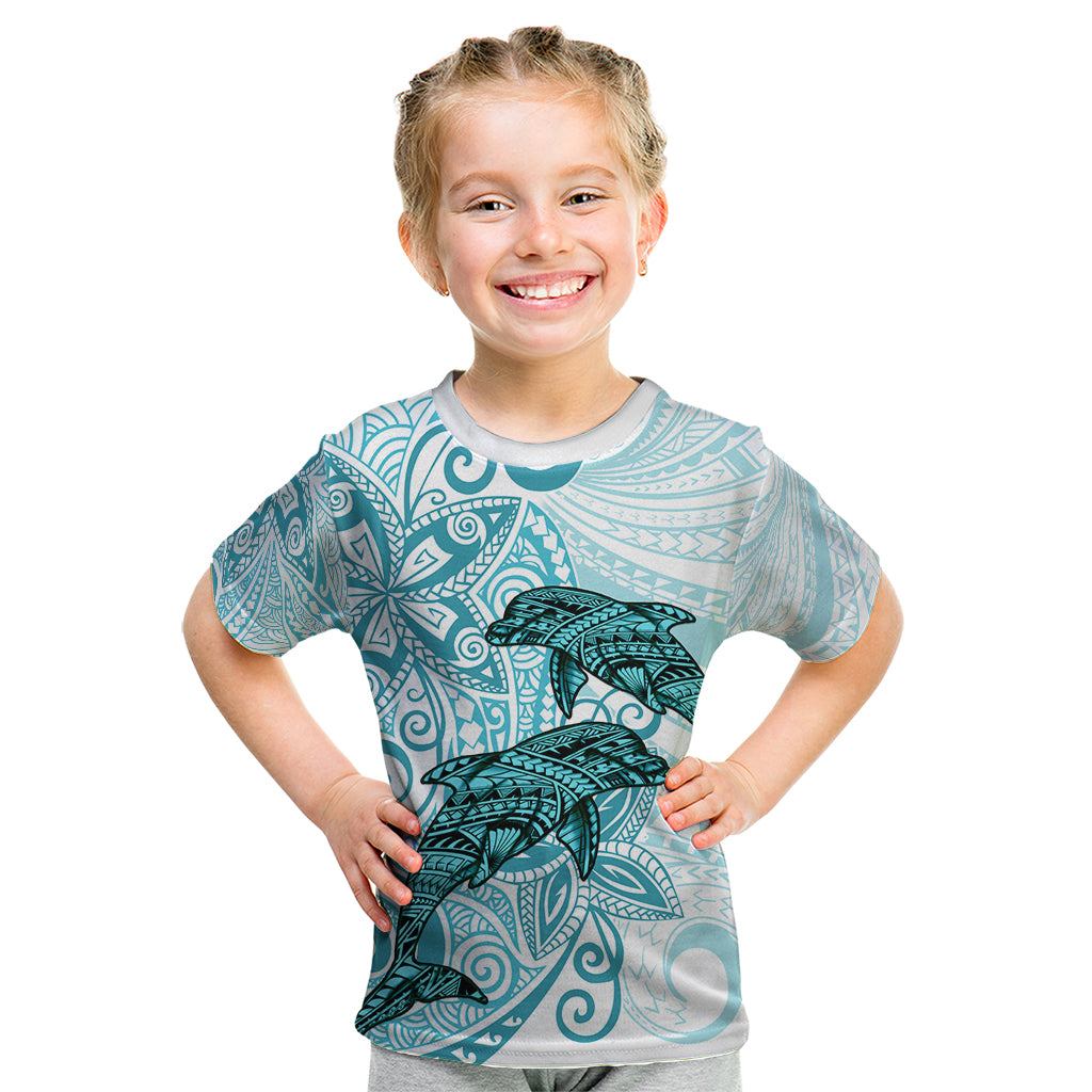 Polynesia Dolphins Kid T Shirt Valentine Day Floral Polynesian - Vintage Dark Cyan LT14 Dark Cyan - Polynesian Pride