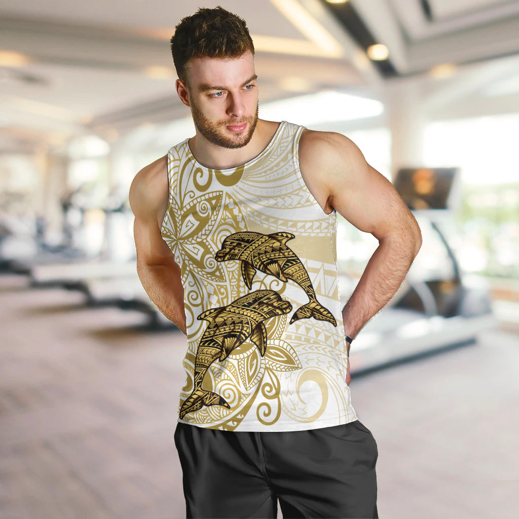 Polynesia Dolphins Men Tank Top Valentine Day Floral Polynesian - Vintage Brown LT14 Brown - Polynesian Pride