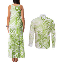 Polynesia Dolphins Couples Matching Tank Maxi Dress and Long Sleeve Button Shirt Valentine Day Floral Polynesian - Vintage Lime Green LT14 - Polynesian Pride