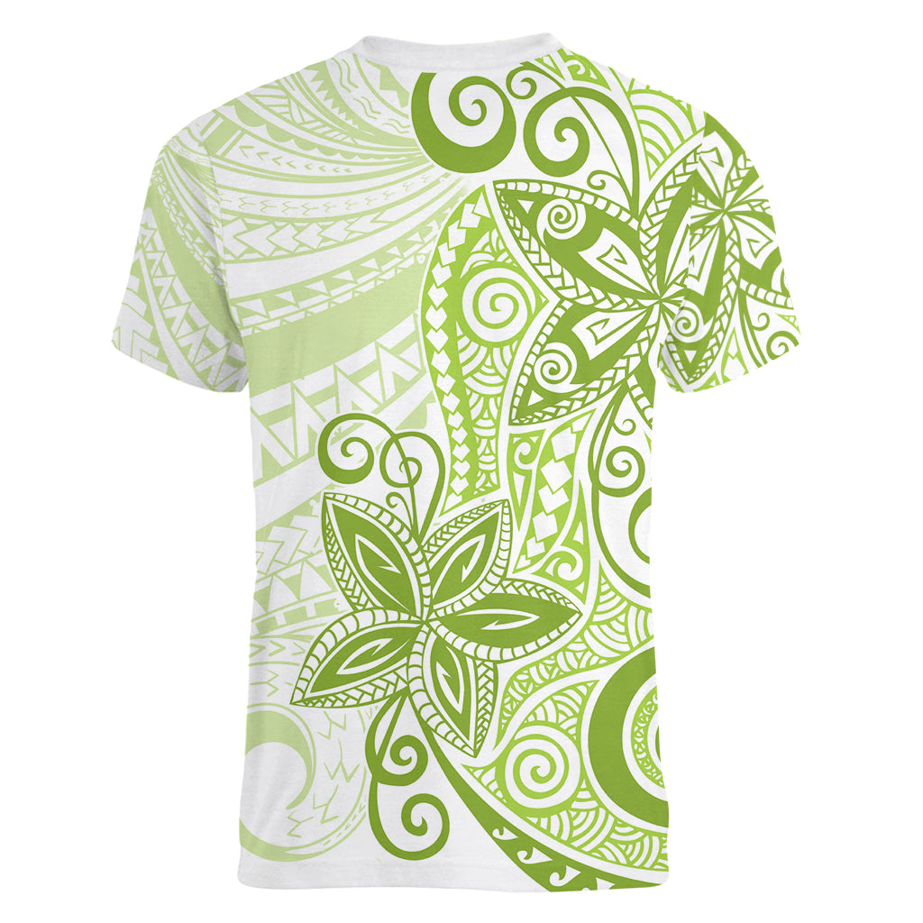 Polynesia Dolphins Women V Neck T Shirt Valentine Day Floral Polynesian - Vintage Lime Green LT14 - Polynesian Pride