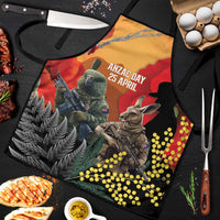 New Zealand and Australia ANZAC Day Apron Sliver Fern Kakapo With Golden Wattle Kangaroo LT14 Gold - Polynesian Pride