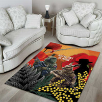 New Zealand and Australia ANZAC Day Area Rug Sliver Fern Kakapo With Golden Wattle Kangaroo LT14 - Polynesian Pride