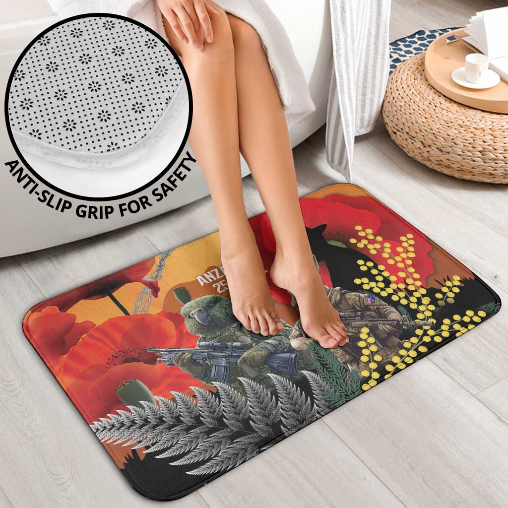 New Zealand and Australia ANZAC Day Bathroom Set Sliver Fern Kakapo With Golden Wattle Kangaroo LT14 - Polynesian Pride