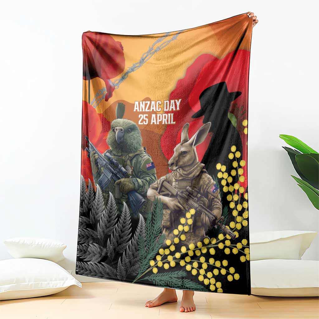 New Zealand and Australia ANZAC Day Blanket Sliver Fern Kakapo With Golden Wattle Kangaroo LT14 - Polynesian Pride