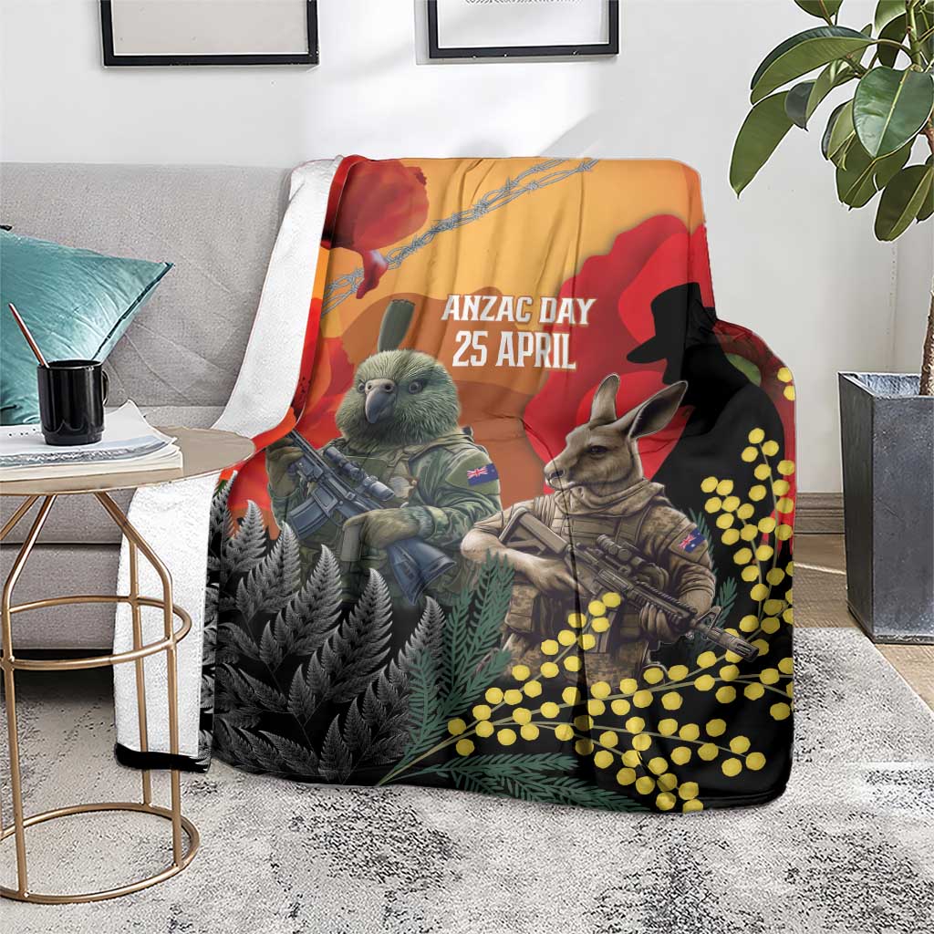 New Zealand and Australia ANZAC Day Blanket Sliver Fern Kakapo With Golden Wattle Kangaroo LT14 - Polynesian Pride