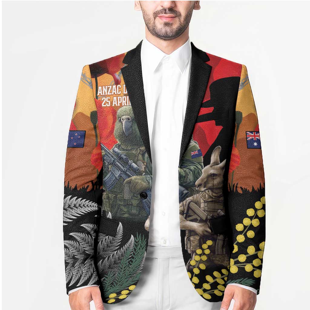 New Zealand and Australia ANZAC Day Blazer Sliver Fern Kakapo With Golden Wattle Kangaroo LT14 - Polynesian Pride