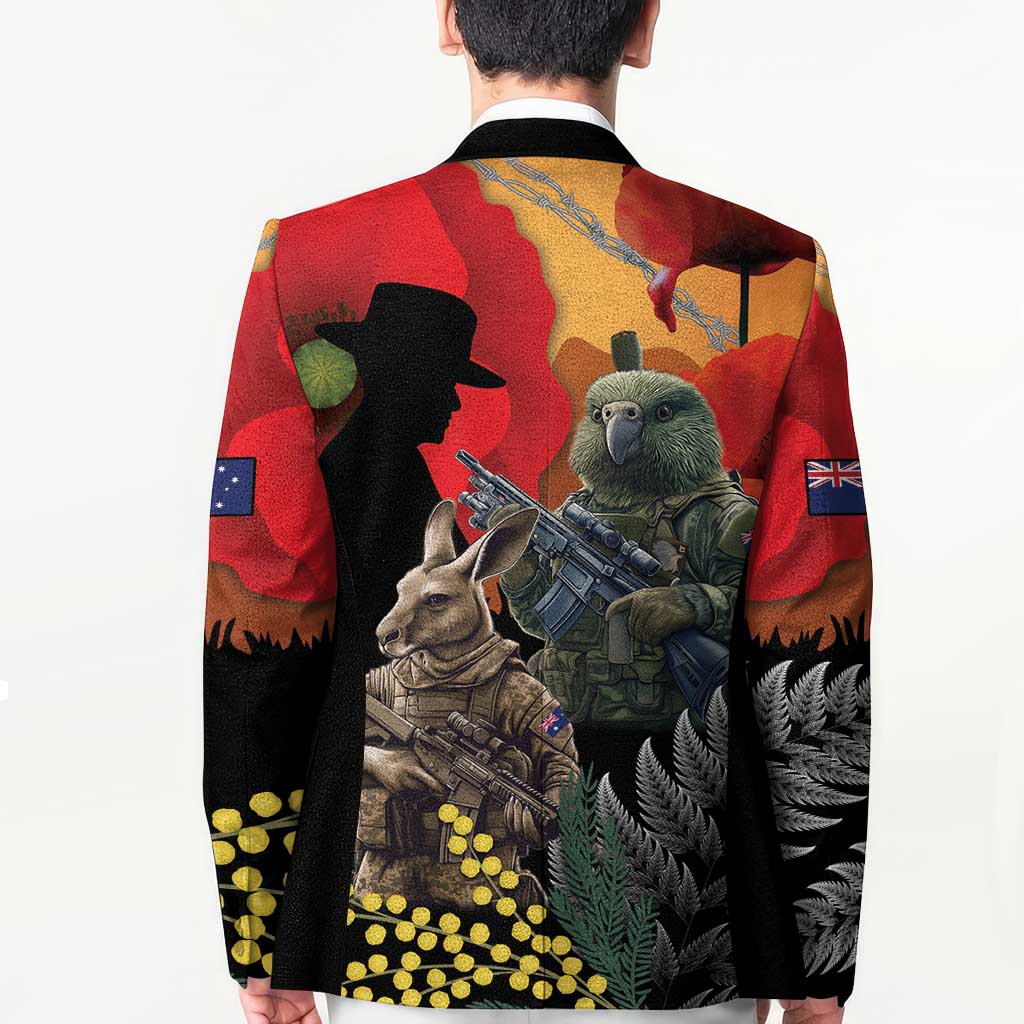 New Zealand and Australia ANZAC Day Blazer Sliver Fern Kakapo With Golden Wattle Kangaroo LT14 - Polynesian Pride