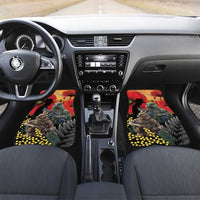 New Zealand and Australia ANZAC Day Car Mats Sliver Fern Kakapo With Golden Wattle Kangaroo LT14 Set 2pcs - Front Gold - Polynesian Pride