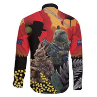 New Zealand and Australia ANZAC Day Family Matching Summer Maxi Dress and Hawaiian Shirt Sliver Fern Kakapo With Golden Wattle Kangaroo LT14 - Polynesian Pride