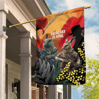 New Zealand and Australia ANZAC Day Garden Flag Sliver Fern Kakapo With Golden Wattle Kangaroo LT14 House Flag Gold - Polynesian Pride