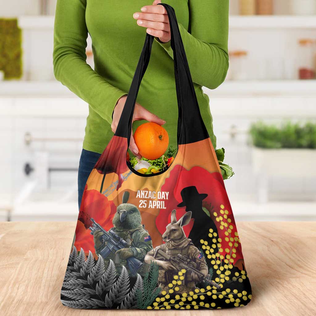 New Zealand and Australia ANZAC Day Grocery Bag Sliver Fern Kakapo With Golden Wattle Kangaroo LT14 - Polynesian Pride
