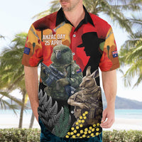 New Zealand and Australia ANZAC Day Hawaiian Shirt Sliver Fern Kakapo With Golden Wattle Kangaroo LT14 - Polynesian Pride