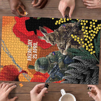 New Zealand and Australia ANZAC Day Puzzle Sliver Fern Kakapo With Golden Wattle Kangaroo LT14 - Polynesian Pride