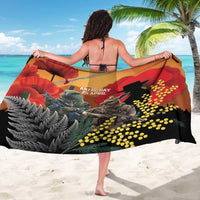 New Zealand and Australia ANZAC Day Sarong Sliver Fern Kakapo With Golden Wattle Kangaroo LT14 - Polynesian Pride