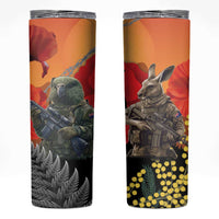 New Zealand and Australia ANZAC Day Skinny Tumbler Sliver Fern Kakapo With Golden Wattle Kangaroo LT14 Gold - Polynesian Pride