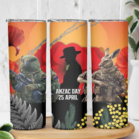 New Zealand and Australia ANZAC Day Skinny Tumbler Sliver Fern Kakapo With Golden Wattle Kangaroo LT14 - Polynesian Pride