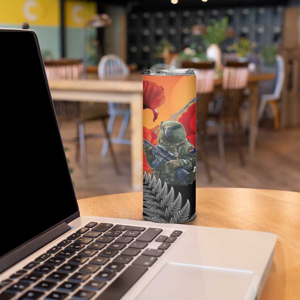New Zealand and Australia ANZAC Day Skinny Tumbler Sliver Fern Kakapo With Golden Wattle Kangaroo LT14 - Polynesian Pride