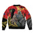 New Zealand and Australia ANZAC Day Sleeve Zip Bomber Jacket Sliver Fern Kakapo With Golden Wattle Kangaroo