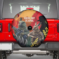 New Zealand and Australia ANZAC Day Spare Tire Cover Sliver Fern Kakapo With Golden Wattle Kangaroo LT14 - Polynesian Pride