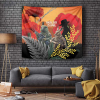 New Zealand and Australia ANZAC Day Tapestry Sliver Fern Kakapo With Golden Wattle Kangaroo LT14 Gold - Polynesian Pride