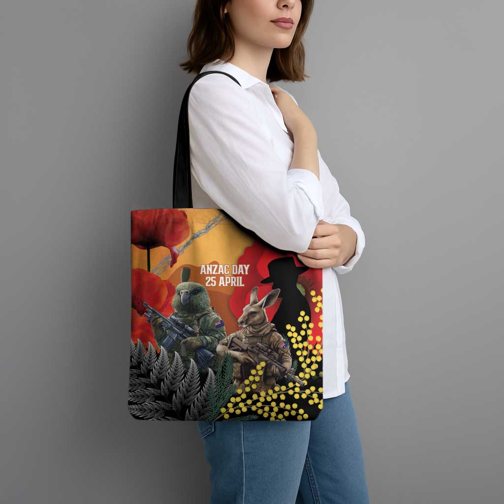 New Zealand and Australia ANZAC Day Tote Bag Sliver Fern Kakapo With Golden Wattle Kangaroo LT14 - Polynesian Pride