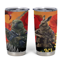 New Zealand and Australia ANZAC Day Tumbler Cup Sliver Fern Kakapo With Golden Wattle Kangaroo LT14 Gold - Polynesian Pride
