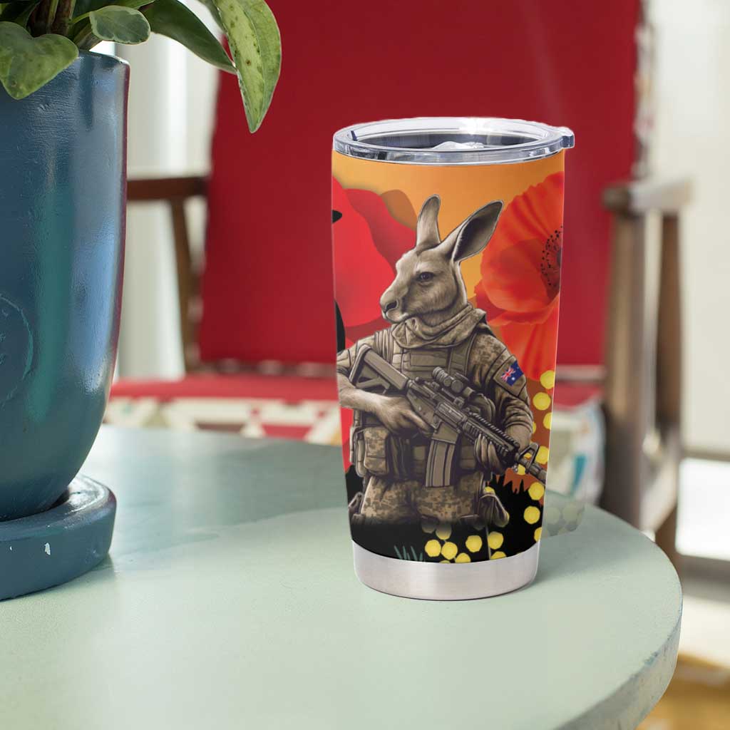 New Zealand and Australia ANZAC Day Tumbler Cup Sliver Fern Kakapo With Golden Wattle Kangaroo LT14 - Polynesian Pride