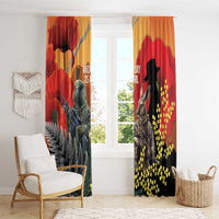 New Zealand and Australia ANZAC Day Window Curtain Sliver Fern Kakapo With Golden Wattle Kangaroo LT14 - Polynesian Pride