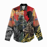 New Zealand and Australia ANZAC Day Women Casual Shirt Sliver Fern Kakapo With Golden Wattle Kangaroo LT14 - Polynesian Pride