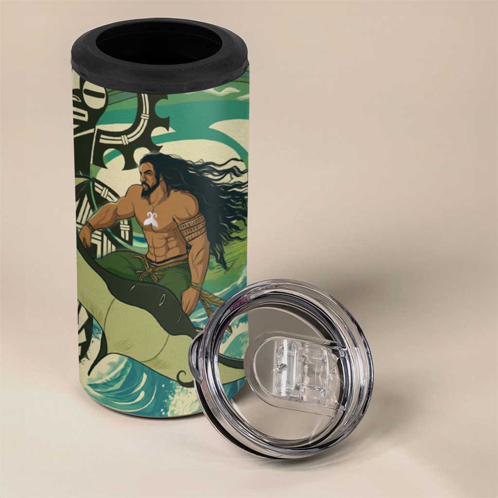 Aotearoa Tangaroa Atua 4 in 1 Can Cooler Tumbler New Zealand God Of The Ocean LT14 - Polynesian Pride