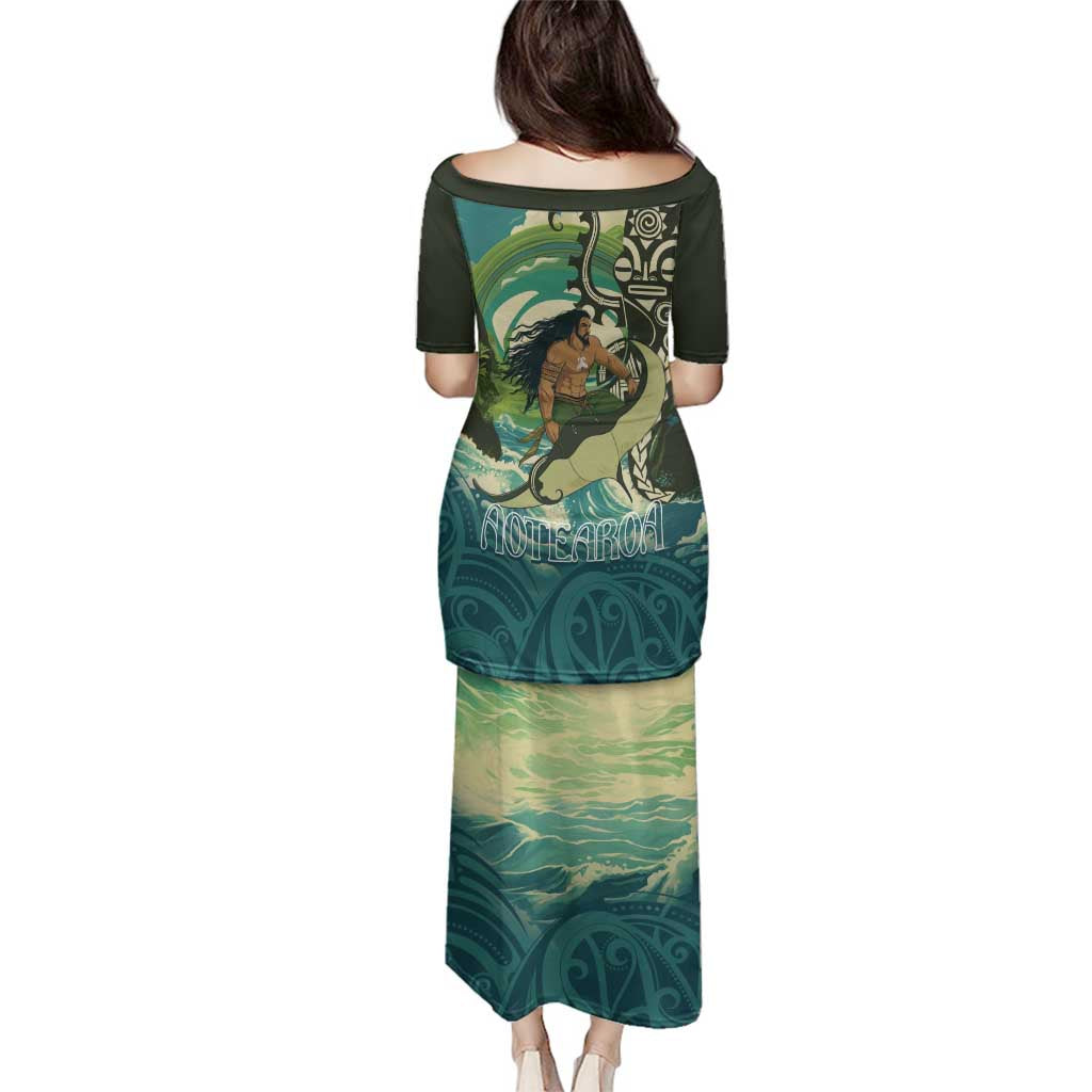 Aotearoa Tangaroa Atua Family Matching Puletasi and Hawaiian Shirt New Zealand God Of The Ocean LT14 - Polynesian Pride