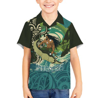 Aotearoa Tangaroa Atua Family Matching Summer Maxi Dress and Hawaiian Shirt New Zealand God Of The Ocean LT14 Son's Shirt Cyan - Polynesian Pride