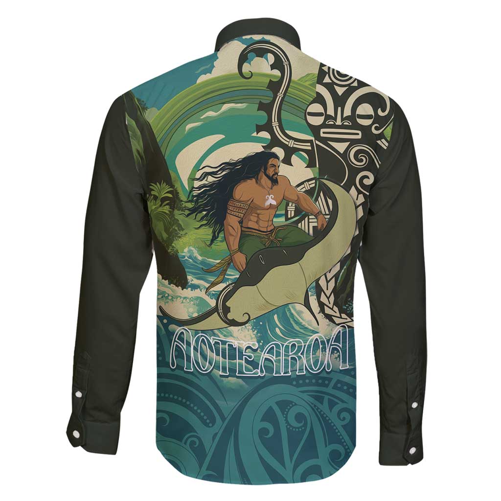 Aotearoa Tangaroa Atua Family Matching Tank Maxi Dress and Hawaiian Shirt New Zealand God Of The Ocean LT14 - Polynesian Pride