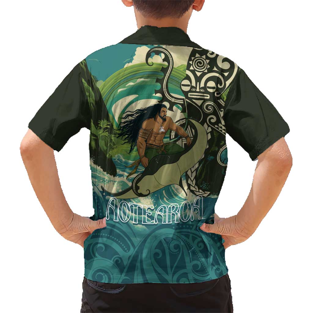 Aotearoa Tangaroa Atua Kid Hawaiian Shirt New Zealand God Of The Ocean LT14 - Polynesian Pride