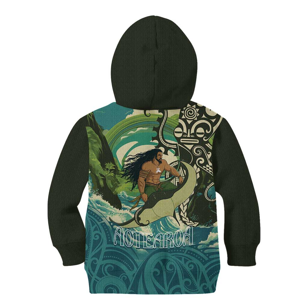 Aotearoa Tangaroa Atua Kid Hoodie New Zealand God Of The Ocean LT14 - Polynesian Pride