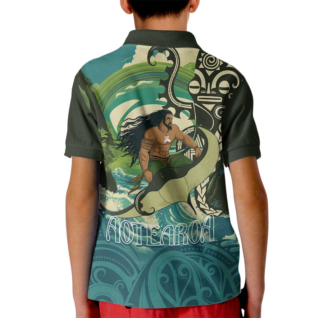 Aotearoa Tangaroa Atua Kid Polo Shirt New Zealand God Of The Ocean LT14 - Polynesian Pride