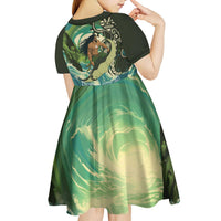 Aotearoa Tangaroa Atua Kid Short Sleeve Dress New Zealand God Of The Ocean LT14 - Polynesian Pride