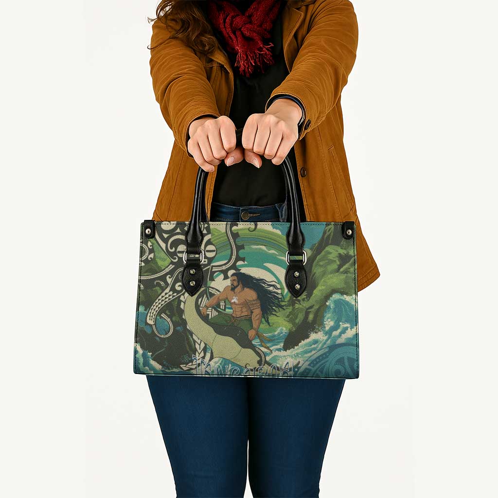 Aotearoa Tangaroa Atua Leather Bag New Zealand God Of The Ocean - Polynesian Pride