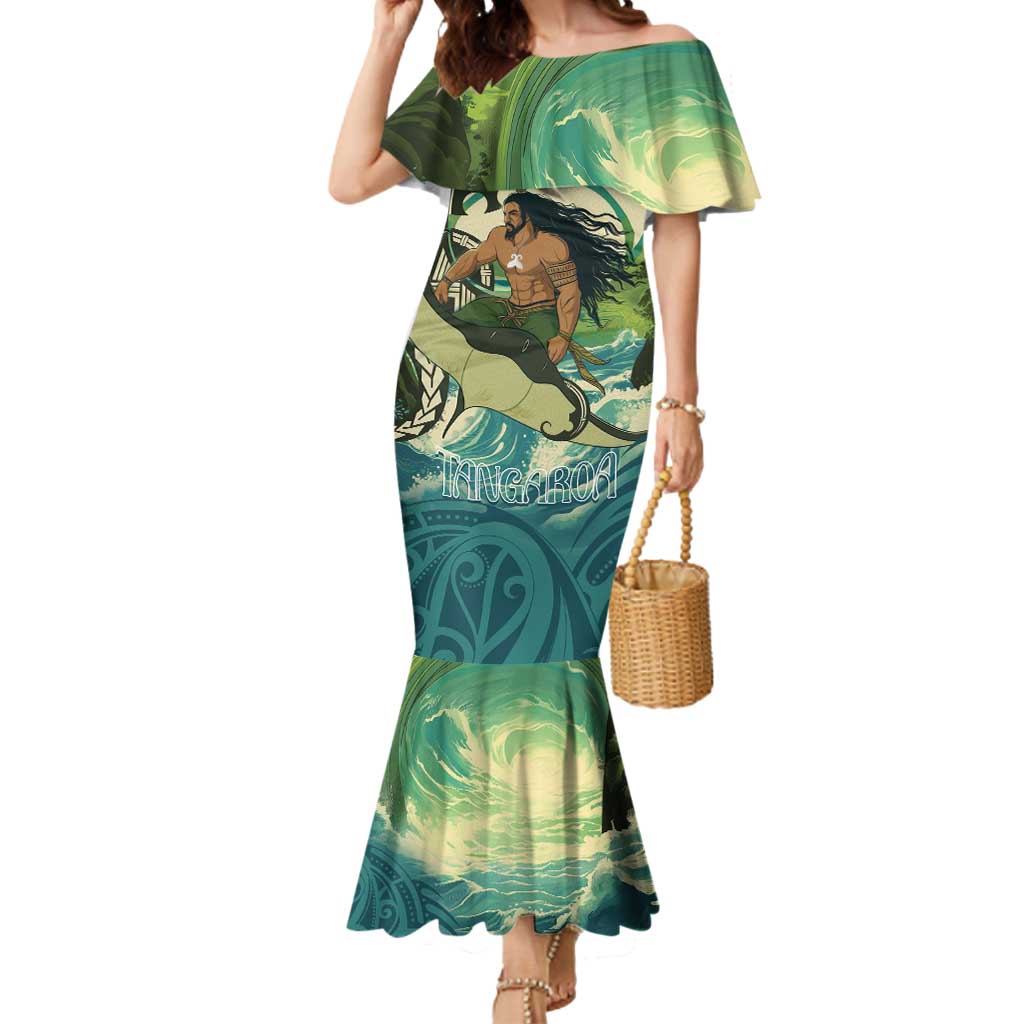 Aotearoa Tangaroa Atua Mermaid Dress New Zealand God Of The Ocean LT14 Women Cyan - Polynesian Pride