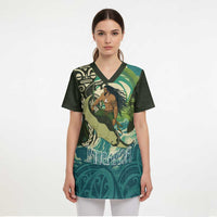 Aotearoa Tangaroa Atua Scrub Top New Zealand God Of The Ocean - Polynesian Pride