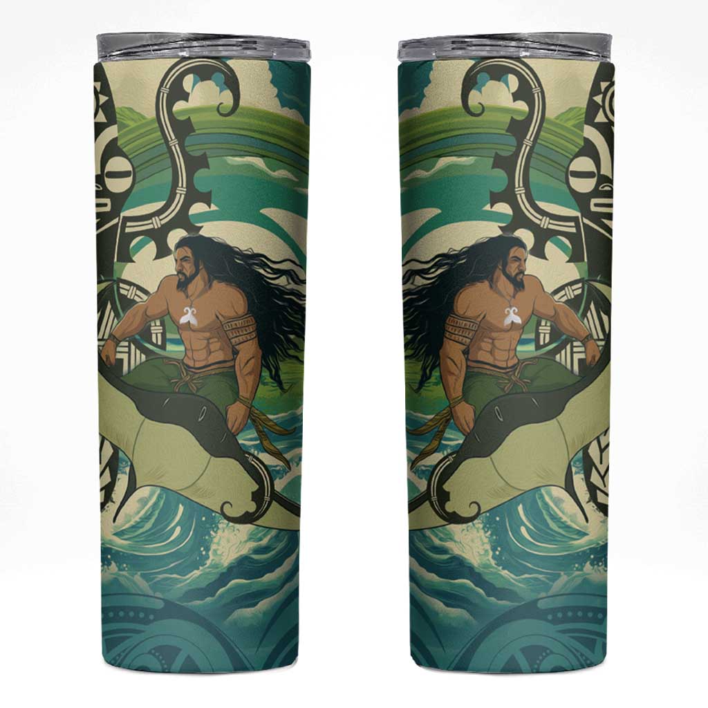 Aotearoa Tangaroa Atua Skinny Tumbler New Zealand God Of The Ocean LT14 Cyan - Polynesian Pride
