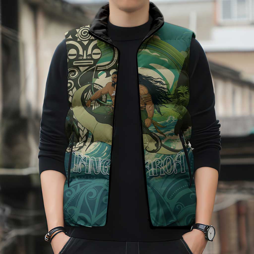 Aotearoa Tangaroa Atua Sleeveless Puffer Jacket New Zealand God Of The Ocean - Polynesian Pride