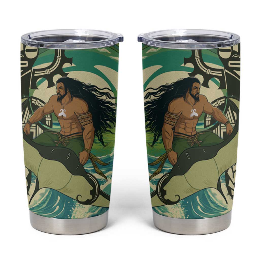 Aotearoa Tangaroa Atua Tumbler Cup New Zealand God Of The Ocean LT14 Cyan - Polynesian Pride