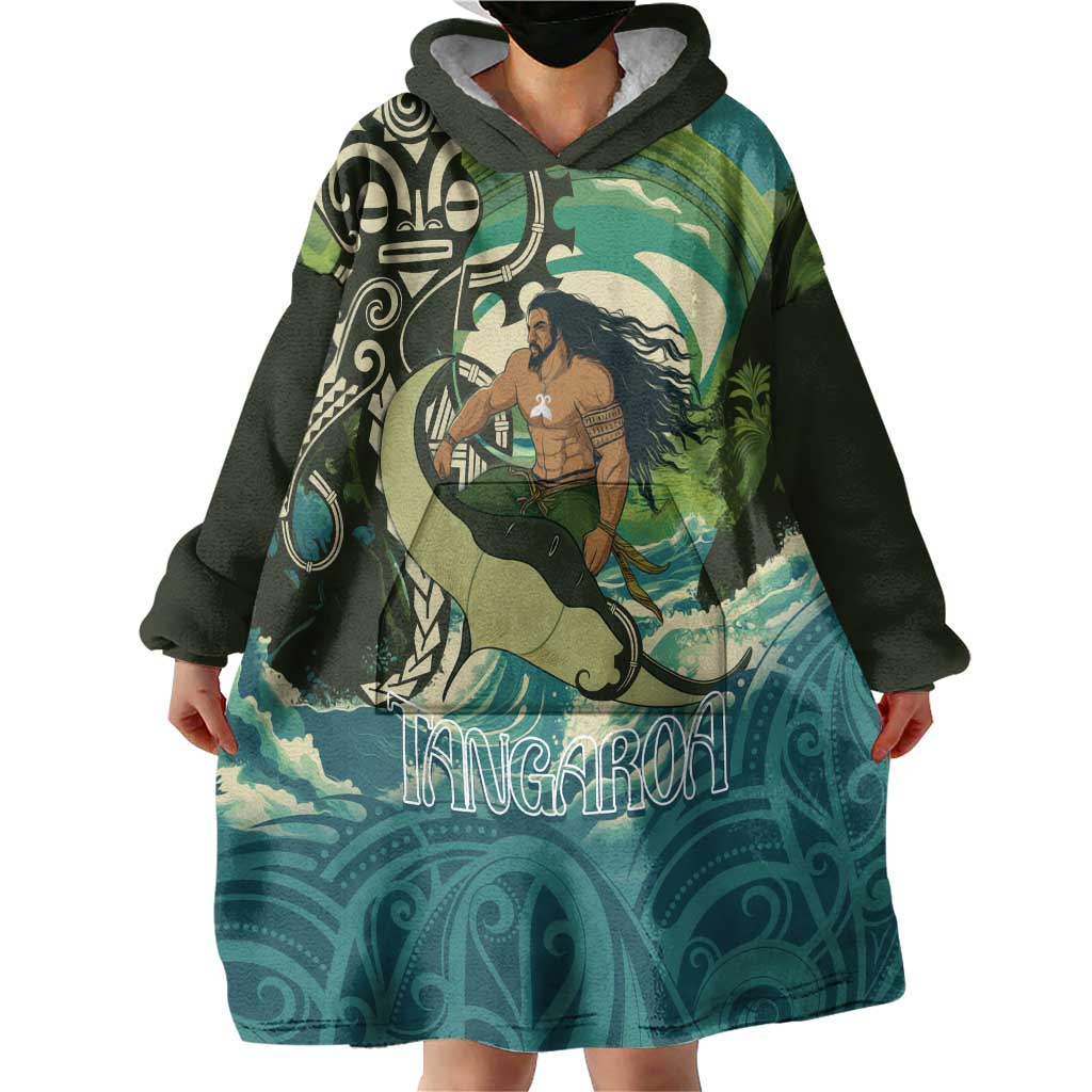 Aotearoa Tangaroa Atua Wearable Blanket Hoodie New Zealand God Of The Ocean LT14 - Polynesian Pride