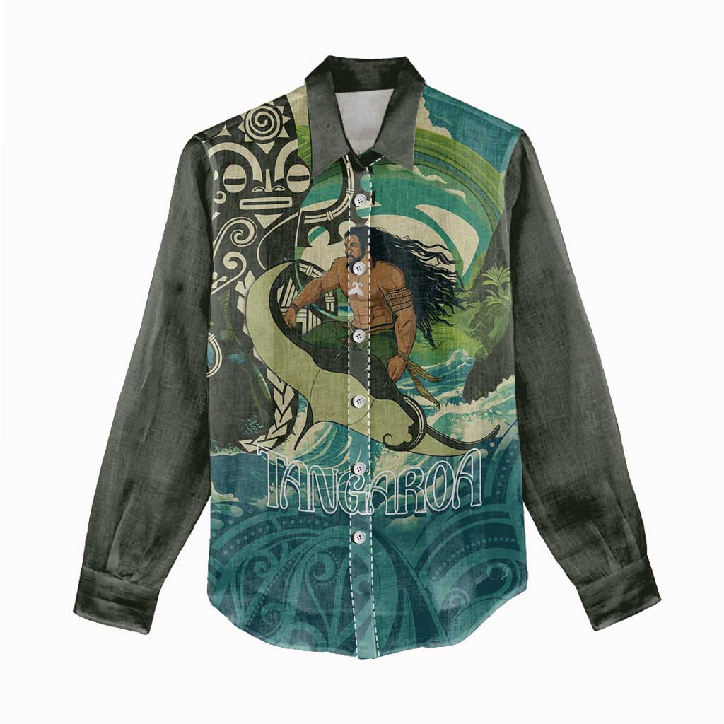 Aotearoa Tangaroa Atua Women Casual Shirt New Zealand God Of The Ocean LT14 - Polynesian Pride