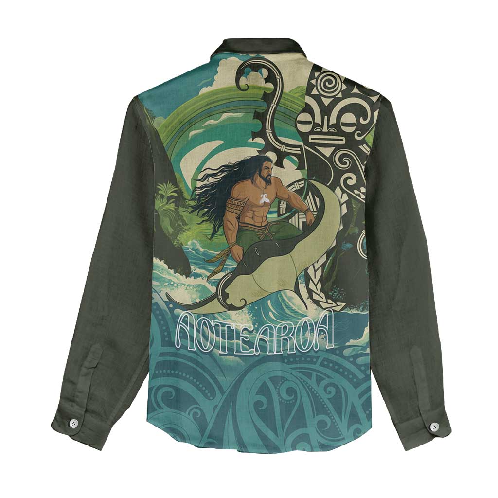 Aotearoa Tangaroa Atua Women Casual Shirt New Zealand God Of The Ocean LT14 - Polynesian Pride