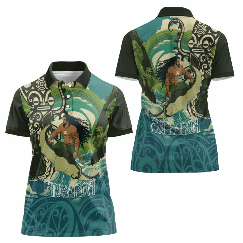 Aotearoa Tangaroa Atua Women Polo Shirt New Zealand God Of The Ocean LT14 - Polynesian Pride